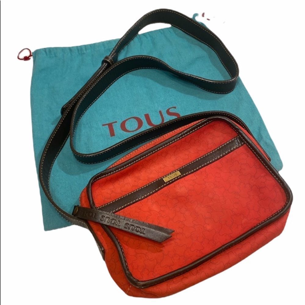 Tous Red Suede And Brown Leather Bag